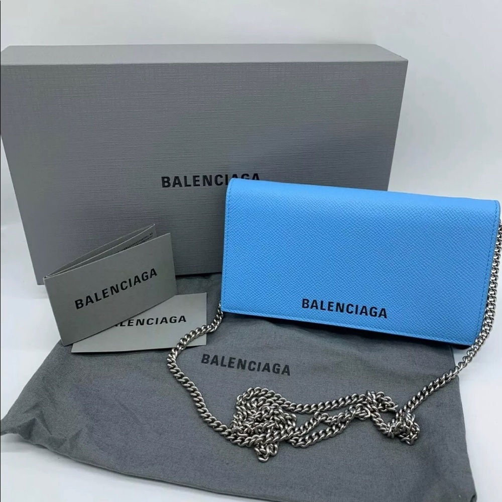 BALENCIAGA Blue VILLE PHONE Wallet on Chain